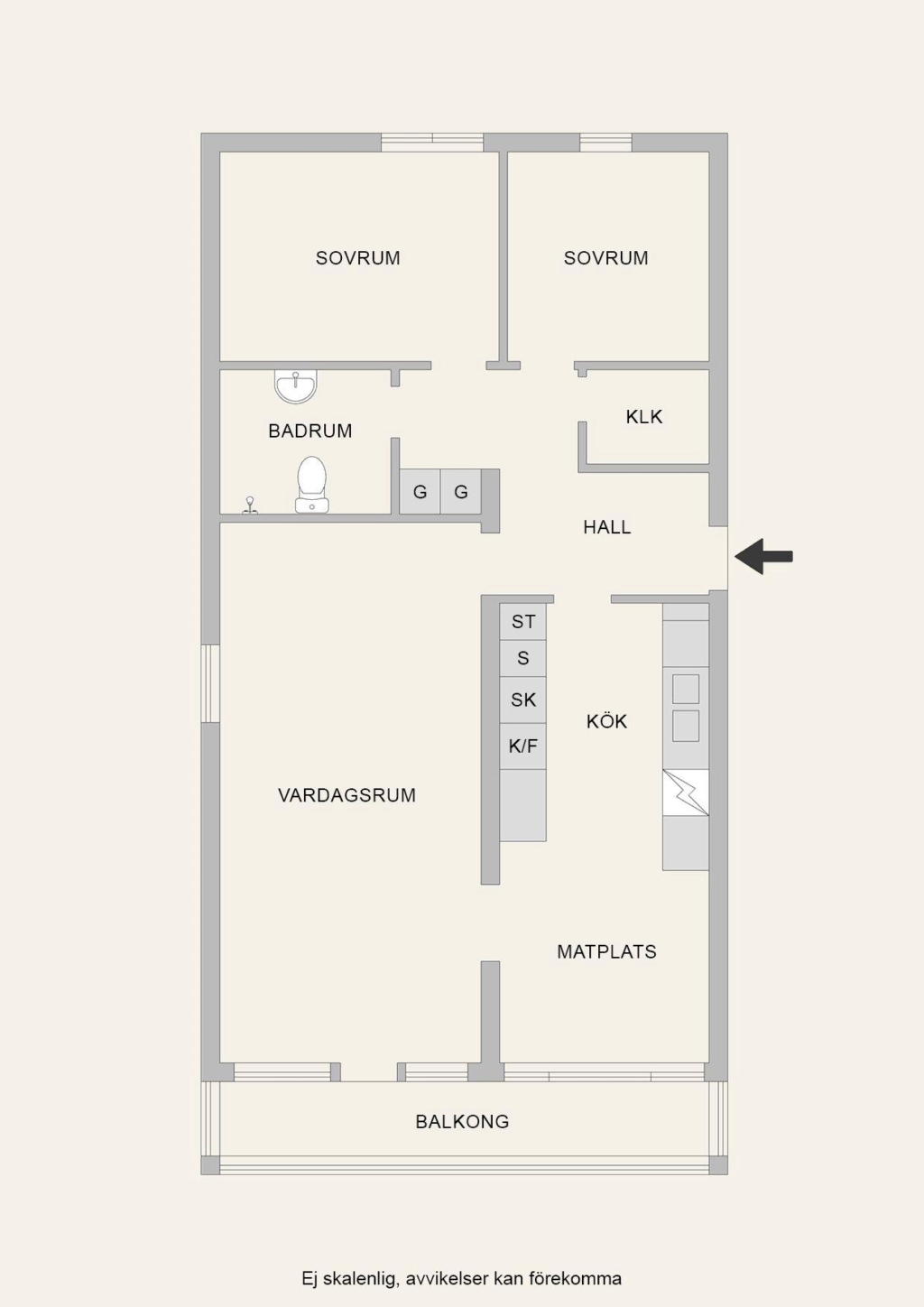 Välplanerad gaveltrea med inglasad balkong i soligt sydvästläge