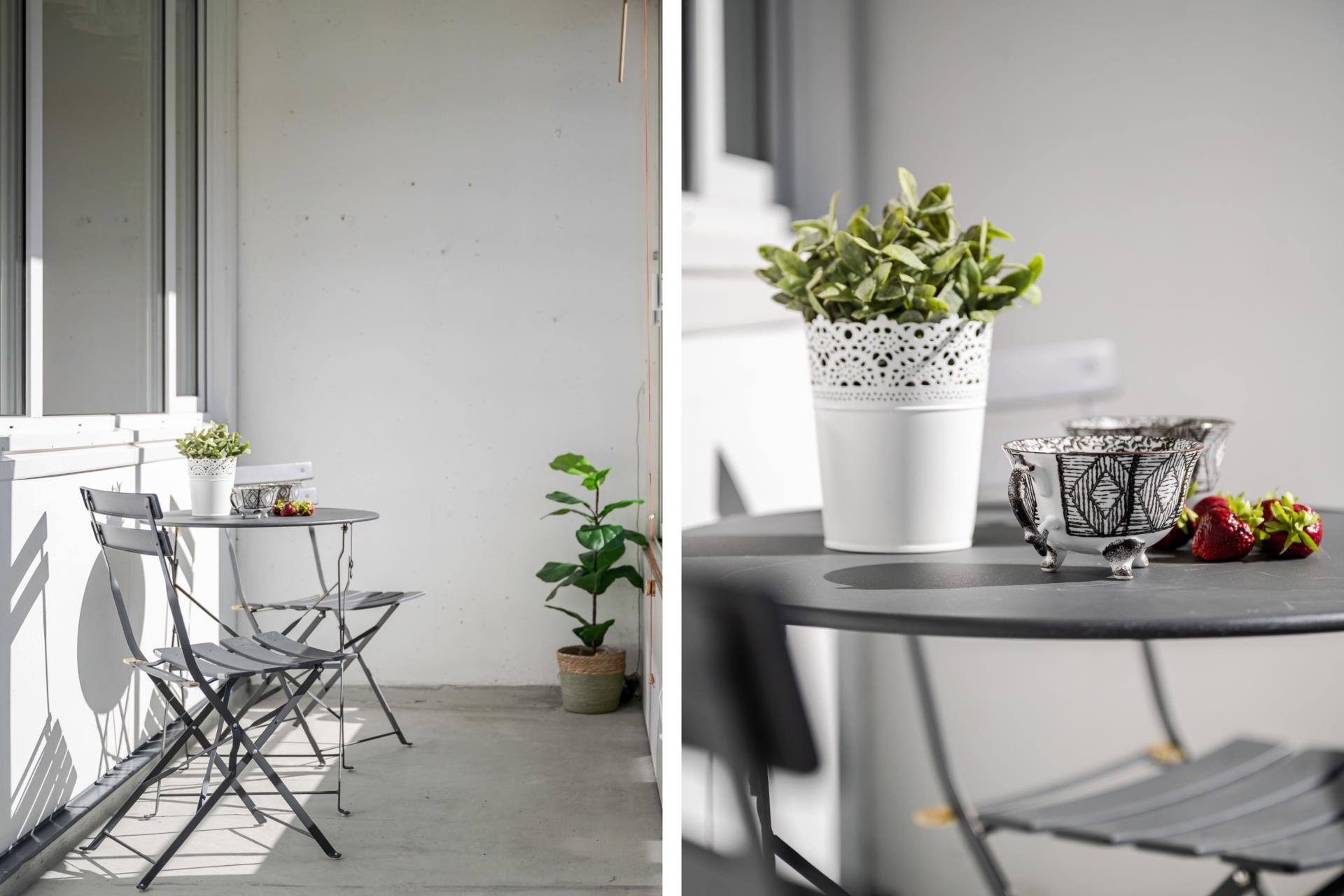 Välplanerad gaveltrea med inglasad balkong i soligt sydvästläge